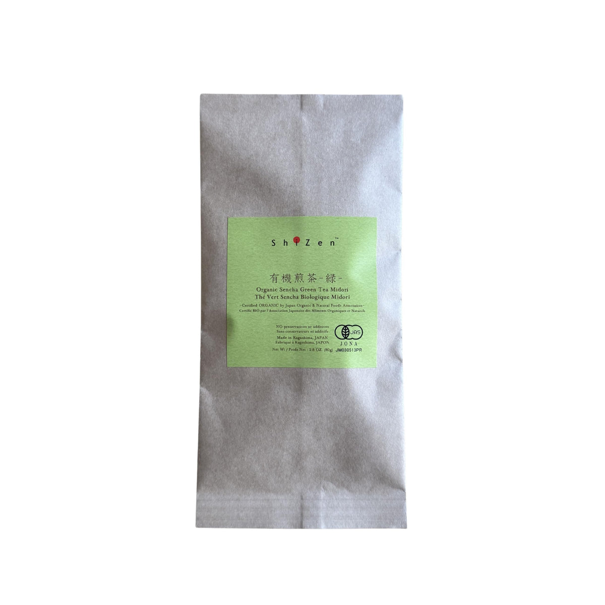 Midori 2026 organic sencha 80g package from Kagoshima