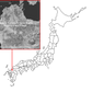 Map of Japan with an inset highlighting the location of Yame Hoshinomura village in Fukuoka Prefecture
